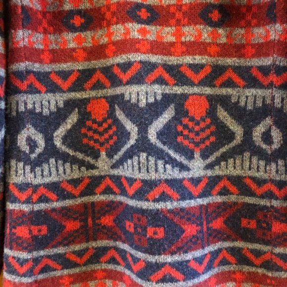 Toad & Co Red Patterned Lambs Wool Open Front Hooded Cardigan Size XS - Picture 6 of 6